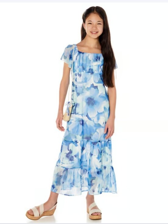 Speechless Other - Speechless Short Sleeve Floral Maxi Dress with Bag
